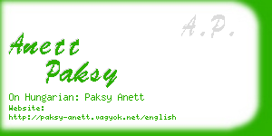 anett paksy business card